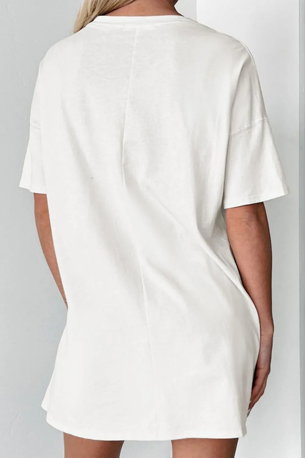 Oversized round neck T-shirt with US flag design in cotton-elastane blend.