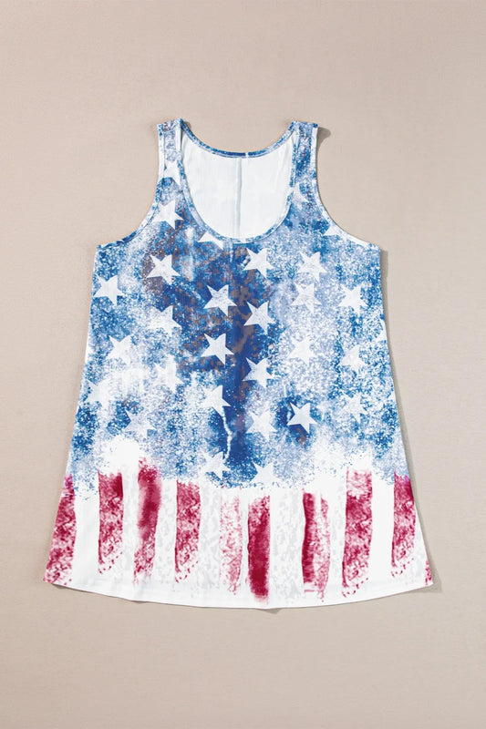 Trendsi US flag scoop neck tank top in polyester blend with slight stretch and opaque fabric