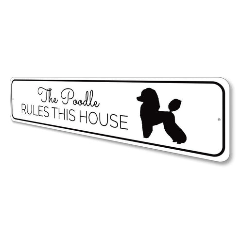 Metal house sign with poodle design by Palm and Magnolia for indoor or outdoor use