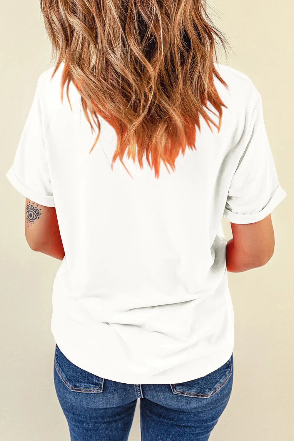 Short sleeve round neck T-shirt with sequin star and sheer stretch fabric in black color.