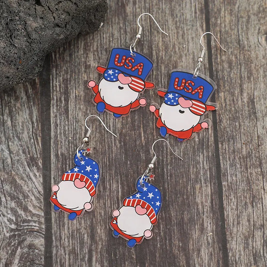 Two pairs of acrylic gnome earrings featuring an alloy and acrylic design.