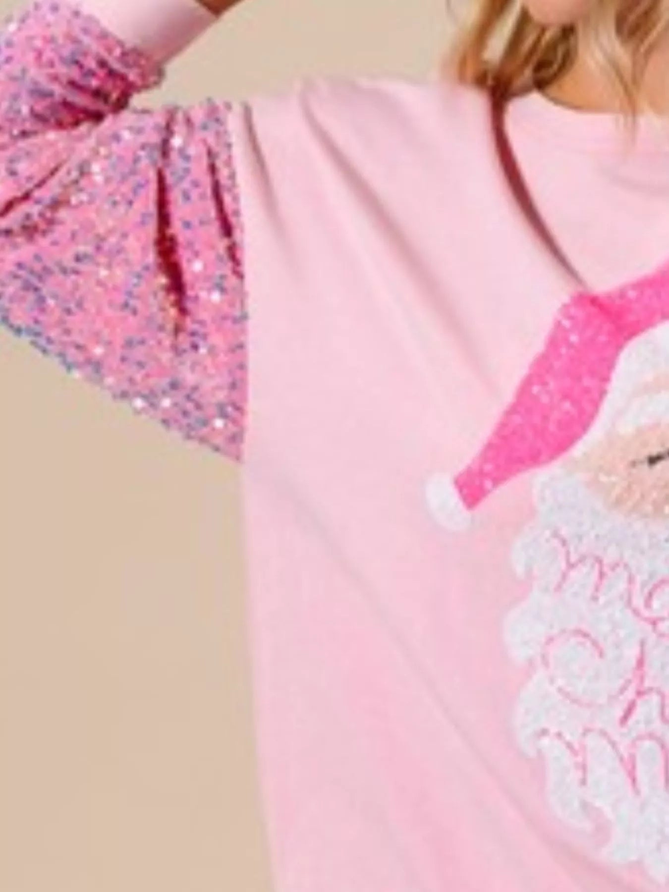 Long sleeve sweatshirt with sequins, perfect for holiday gatherings and casual wear.