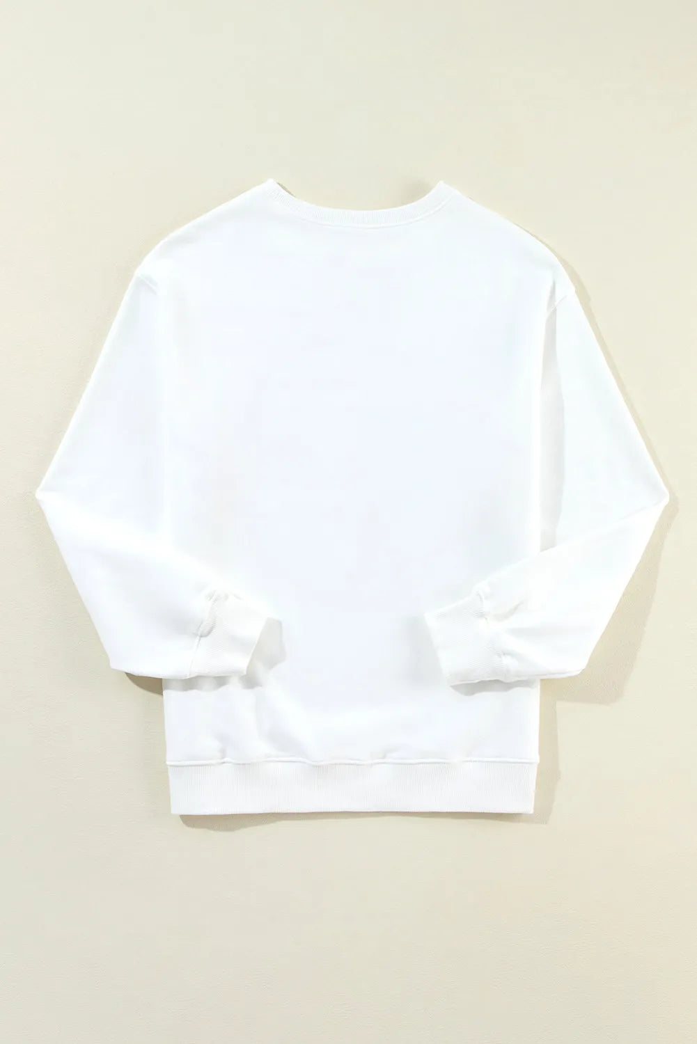 Long sleeve sweatshirt with US flag design, round neck, cotton blend fabric.