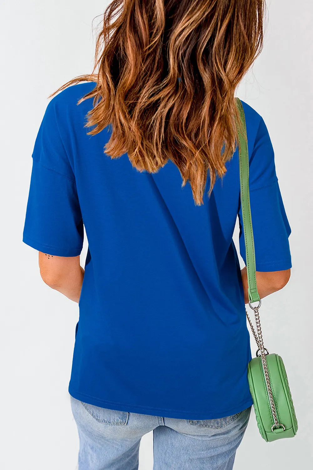 Cotton blend US flag round neck T-shirt with half sleeves and sequin detail