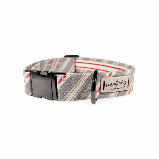 Liberty Patriotic American woven stripe buckle and martingale dog collar in red, white, and blue.