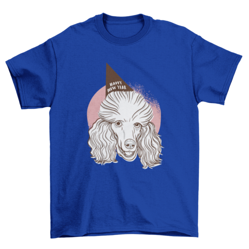 Soft-washed cotton T-shirt with relaxed fit and festive poodle graphic wearing a hat