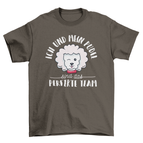 Vintage cotton t-shirt featuring a poodle illustration and German quote in a relaxed fit.
