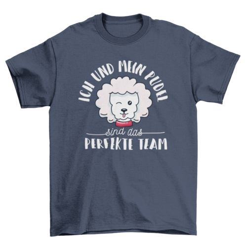 Vintage cotton t-shirt featuring a poodle illustration and German quote in relaxed fit.