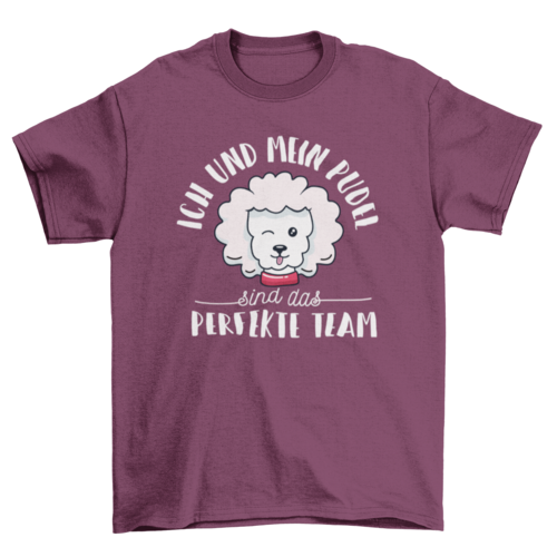 Vintage cotton t-shirt featuring a poodle illustration and German quote in relaxed fit.