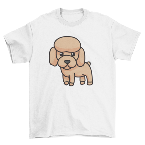 White cotton t-shirt with a cartoon poodle puppy design and relaxed fit from Palm & Magnolia