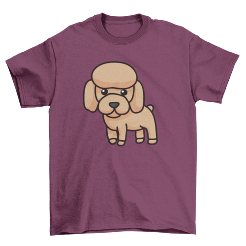 Light blue t-shirt featuring a cartoon poodle puppy on the front, made from soft cotton.