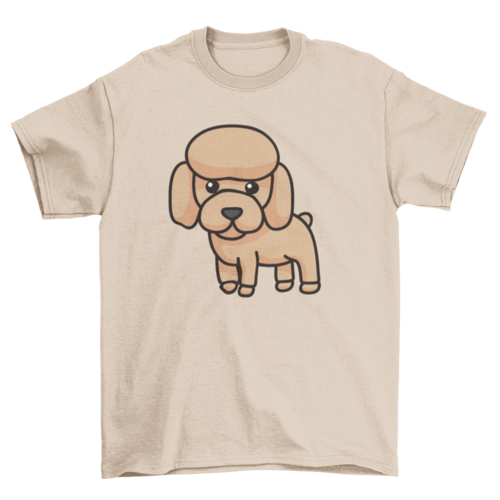 White cotton t-shirt with a cartoon poodle puppy design and relaxed fit by Palm & Magnolia