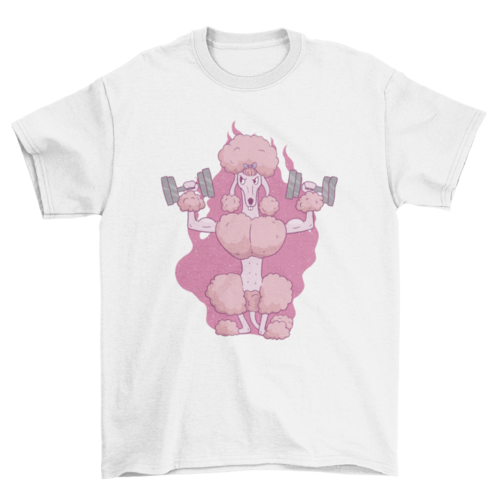 Light pink t-shirt featuring a vintage poodle graphic, made of soft-washed cotton.