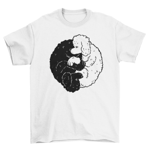 Soft-washed cotton t-shirt featuring a Yin Yang design with playful poodle dogs in a relaxed fit.