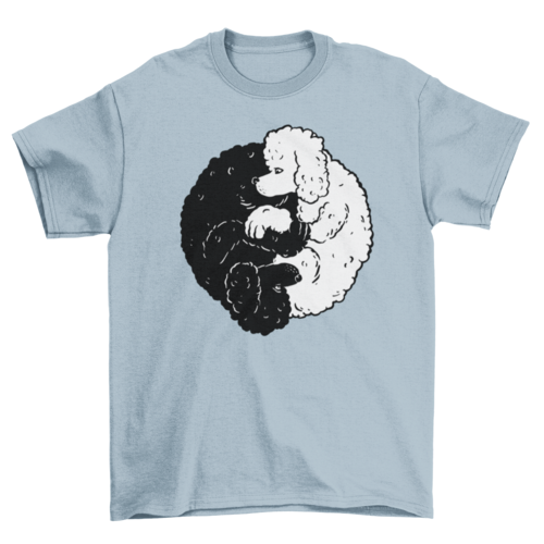 Yin Yang Poodle Dogs T-Shirt in soft-washed cotton with a relaxed fit and vintage design.