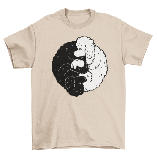 Yin Yang Poodle Dogs T-Shirt in soft-washed cotton with a relaxed fit and vintage style.