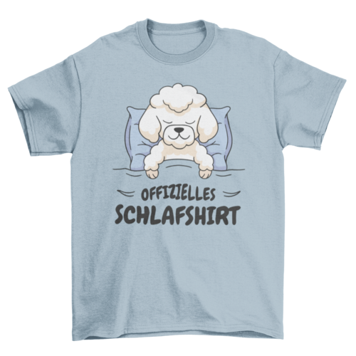 Poodle Dog Sleeping T-Shirt in soft-washed cotton with a vintage illustration of a sleeping poodle.