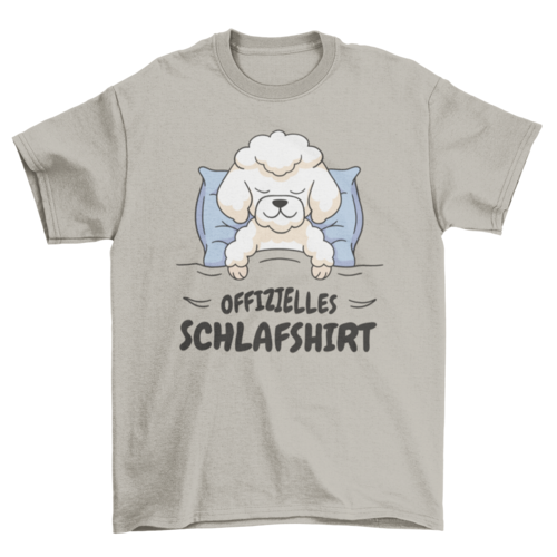 Soft-washed cotton t-shirt with a vintage sleeping poodle illustration and German text.