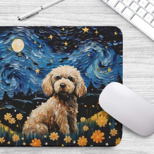 Vintage-style mousepad featuring a poodle design with a non-slip rubber base.