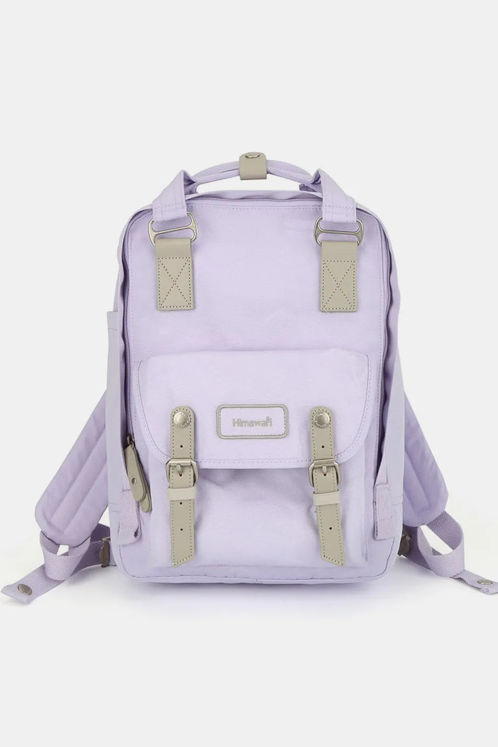 Purple Himawari water-resistant nylon backpack with scratch-proof contrast straps.