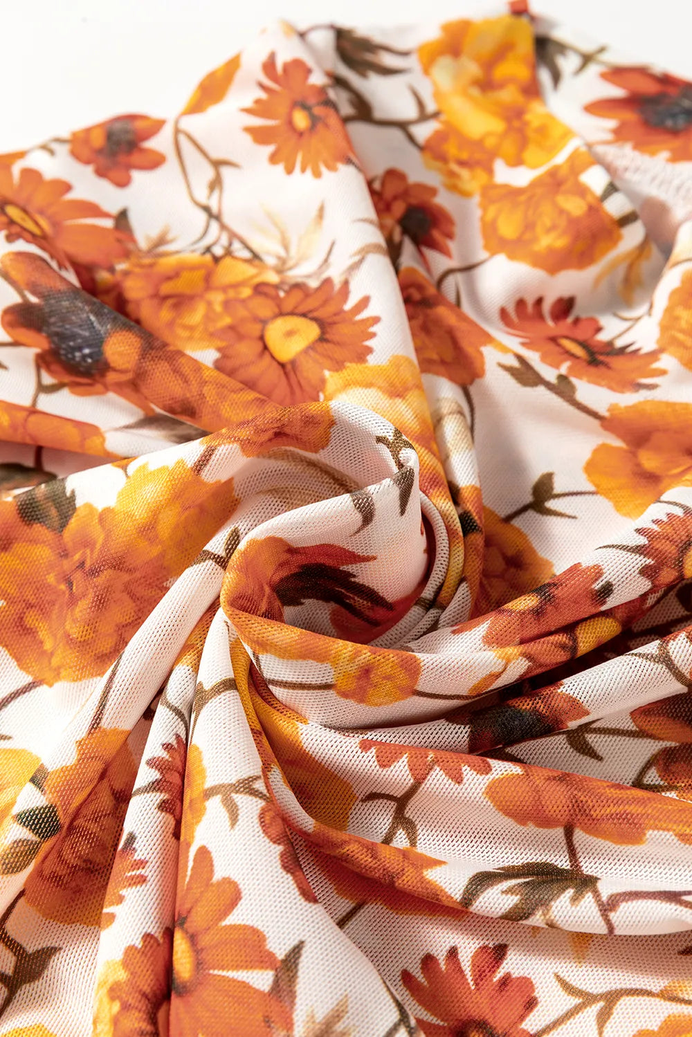 Printed mock neck top with flare sleeves in slightly stretchy polyester fabric