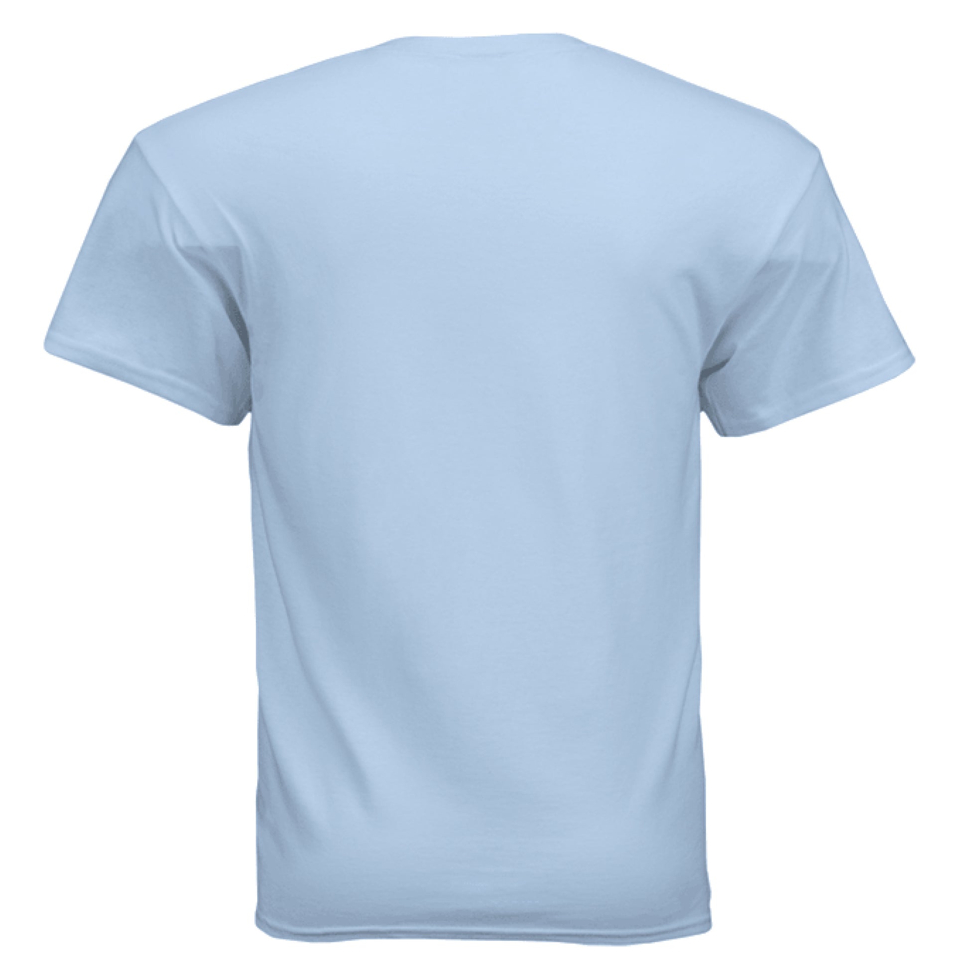 Back view of a light blue Gildan Ultra Cotton T-shirt.