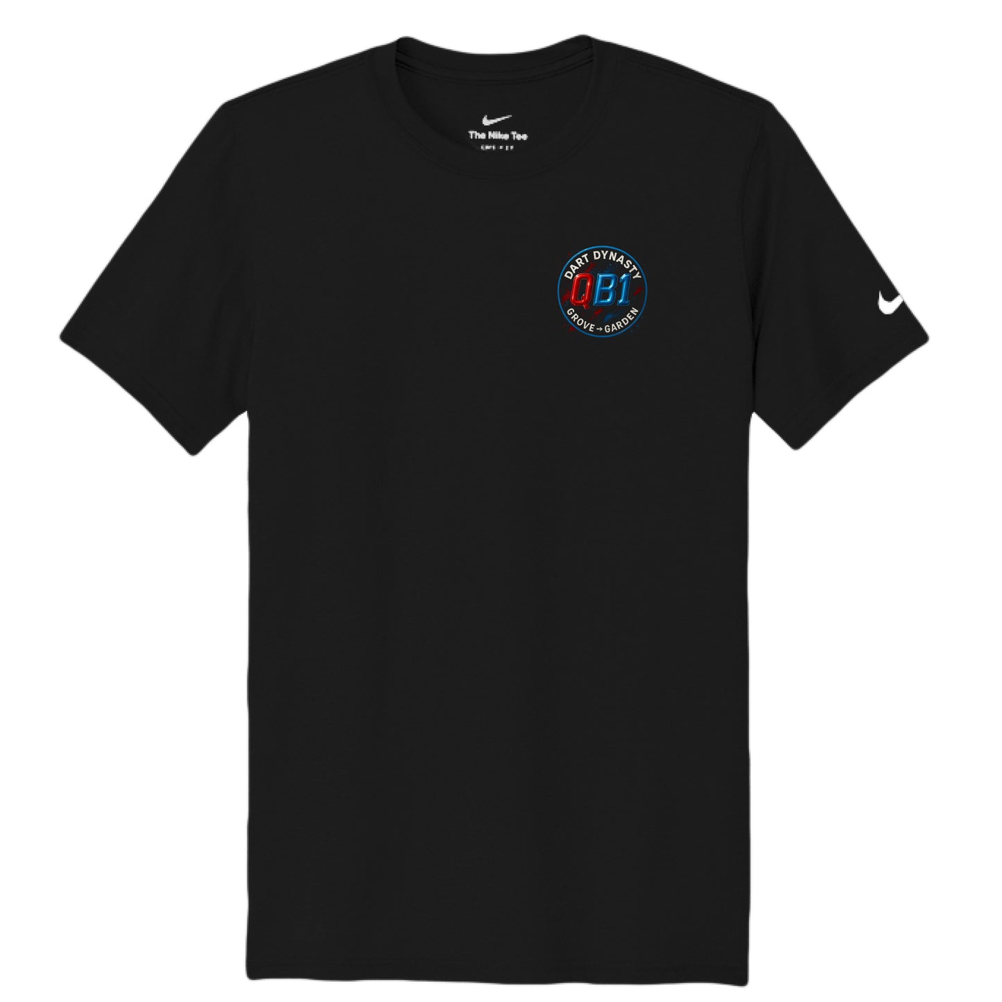 Black Nike Golf Dri-FIT cotton-poly tee with moisture-wicking fabric and Swoosh logo on sleeve