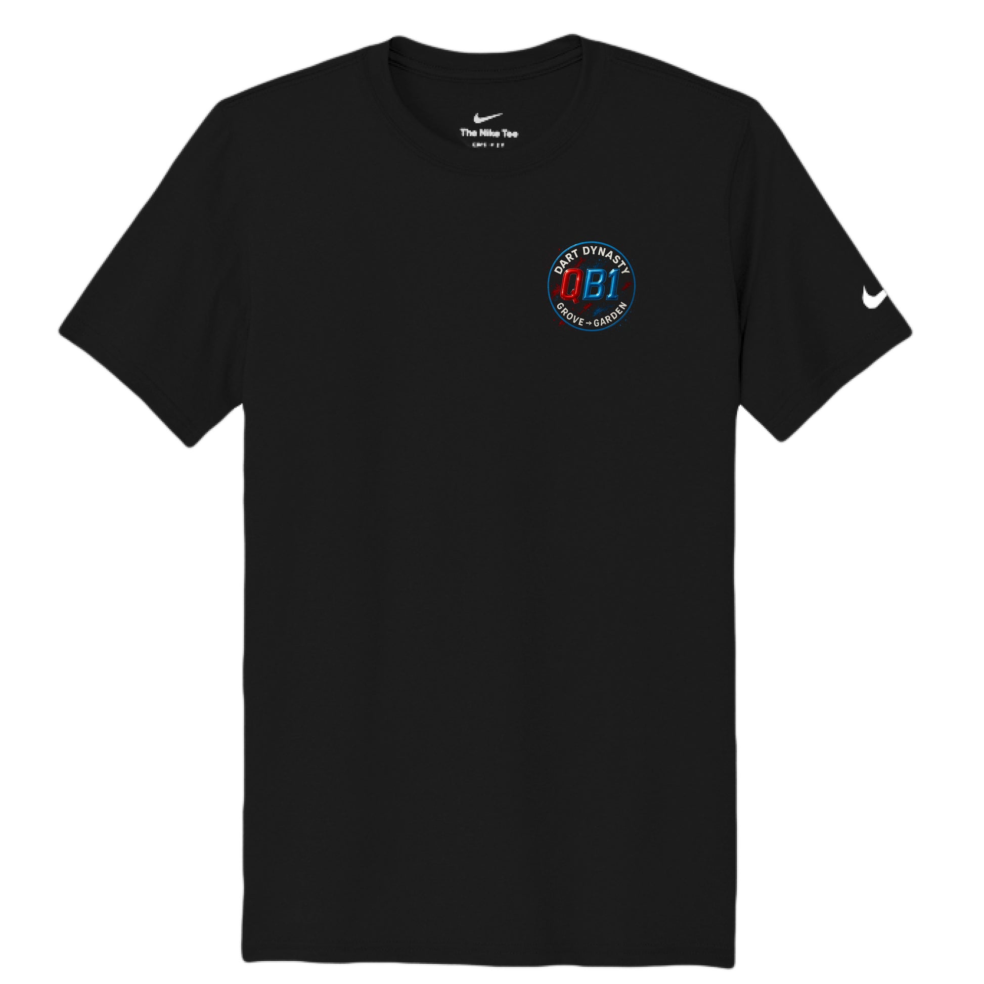 Black Nike Golf Dri-FIT cotton-poly tee with moisture-wicking fabric and Swoosh logo on sleeve