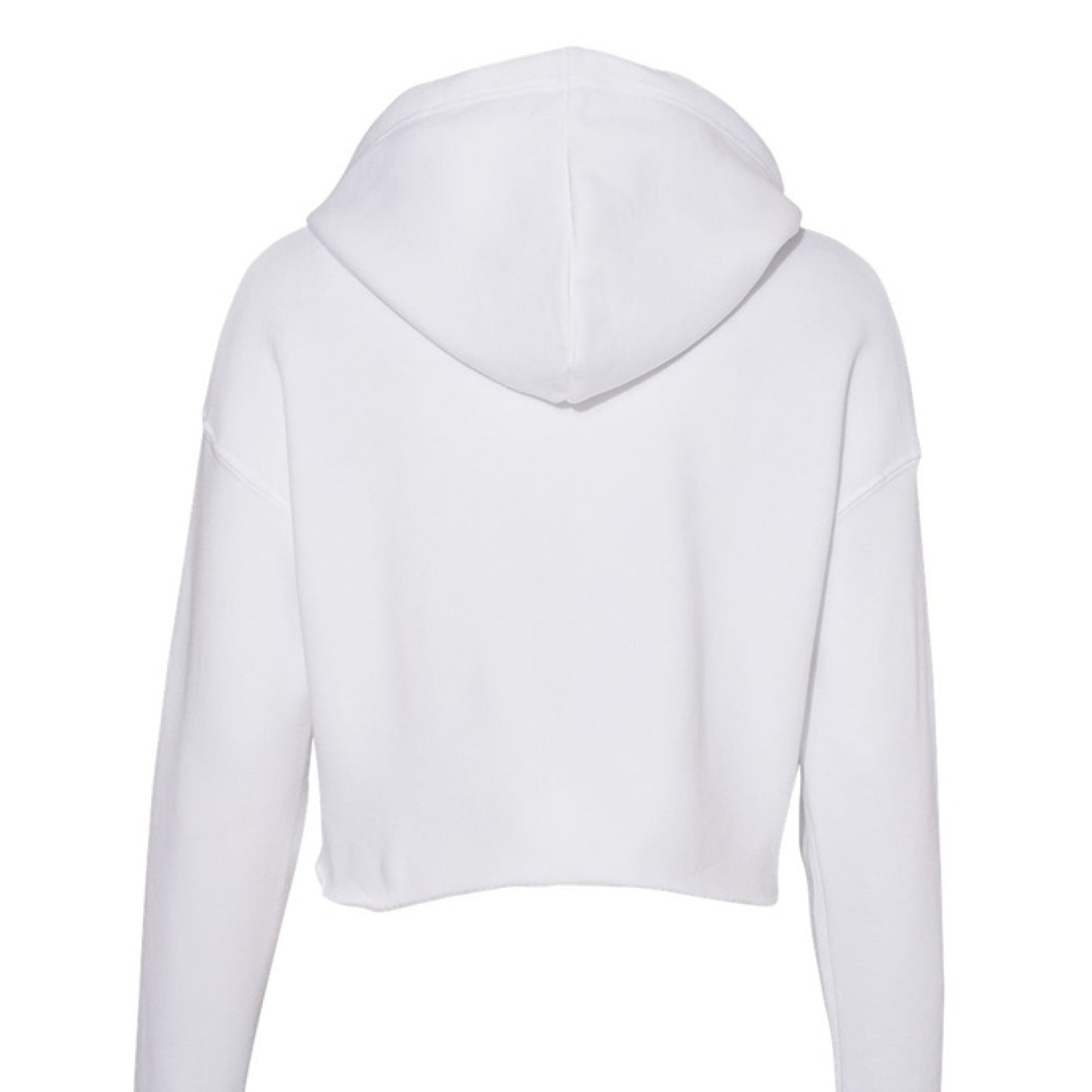 Cropped fleece hoodie with raw hem and drawcord in light fabric blend