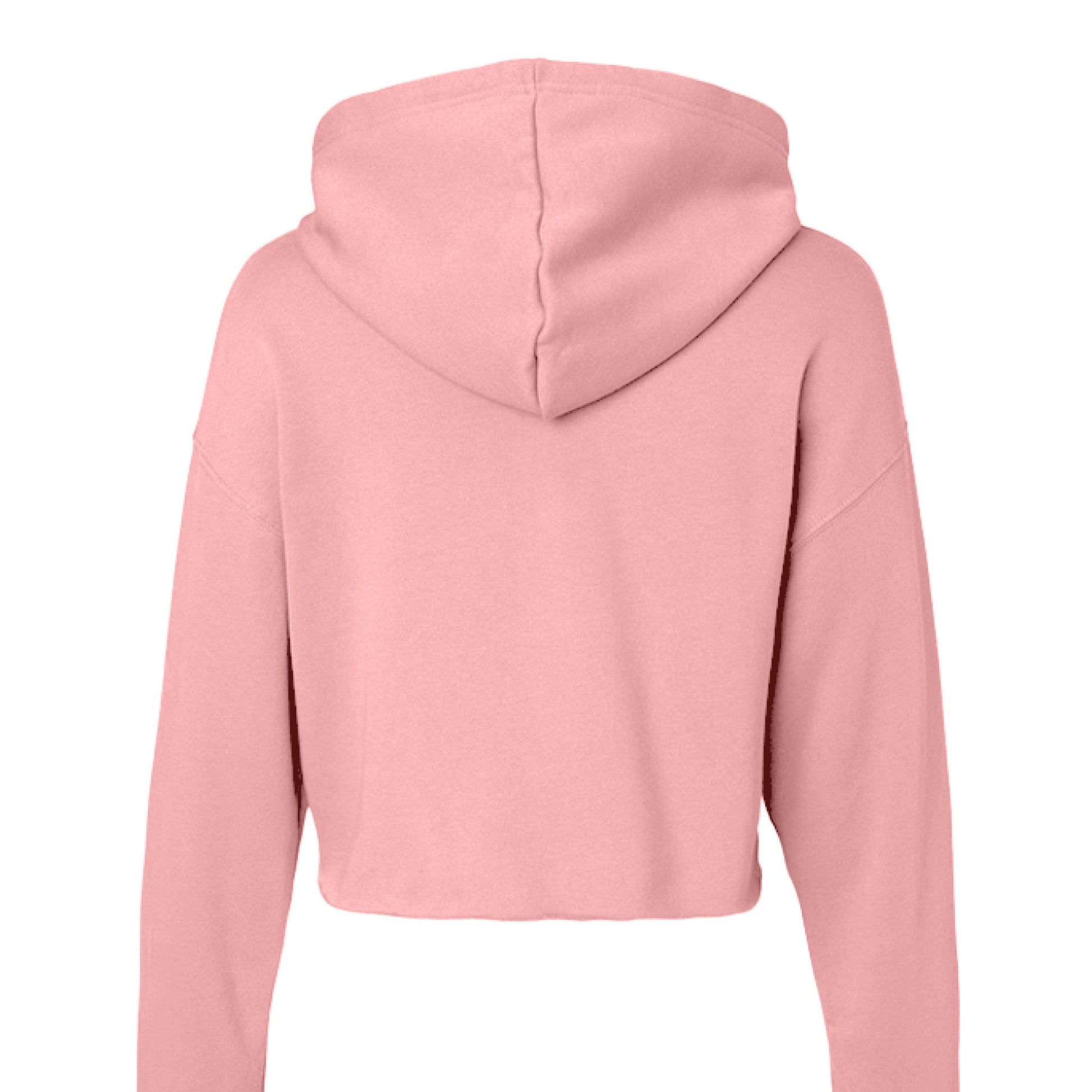 Cropped fleece hoodie with raw hem, drawcord, and dropped shoulders in soft fabric.