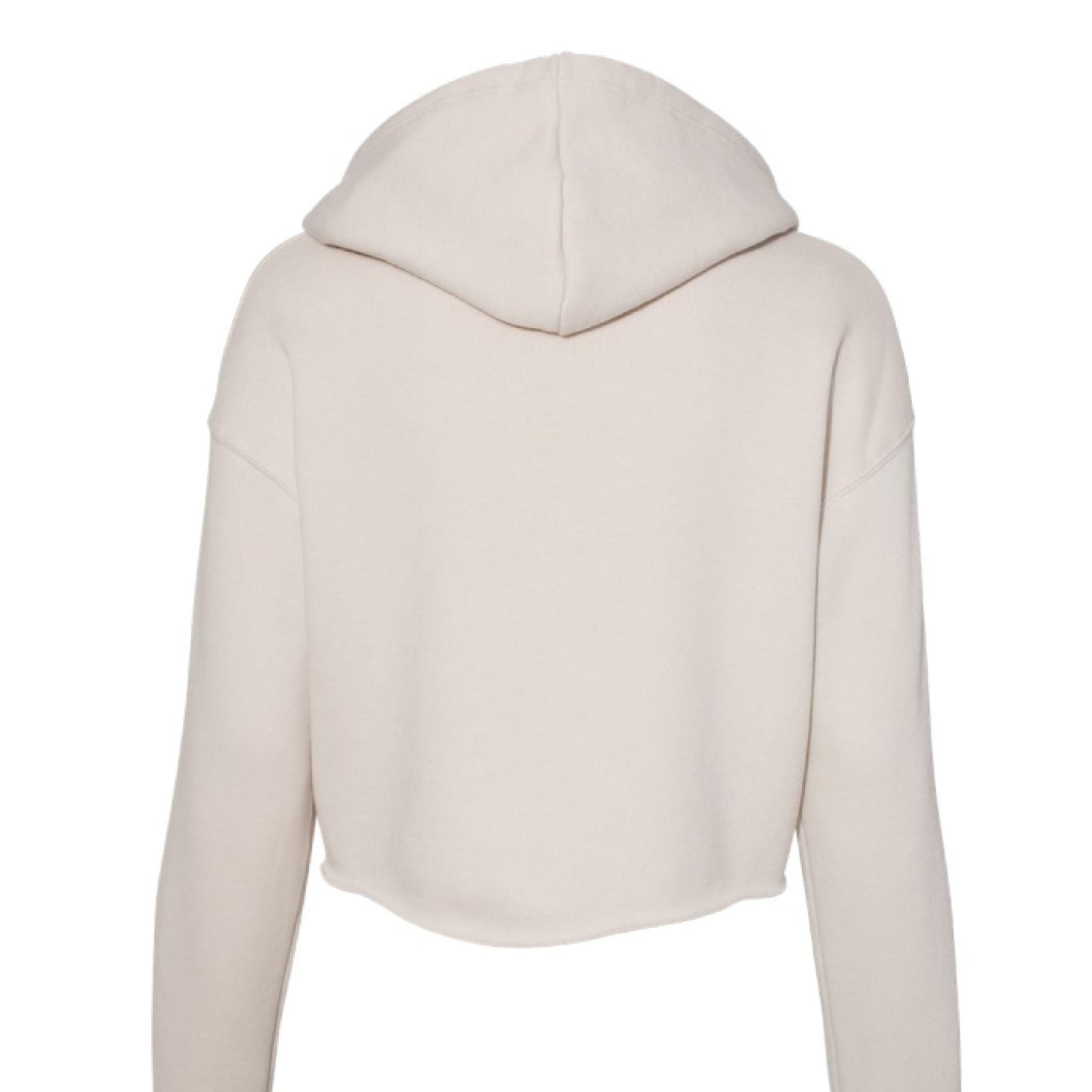 Cropped fleece hoodie with raw hem and drawcord in soft cotton-poly blend by Bella + Canvas