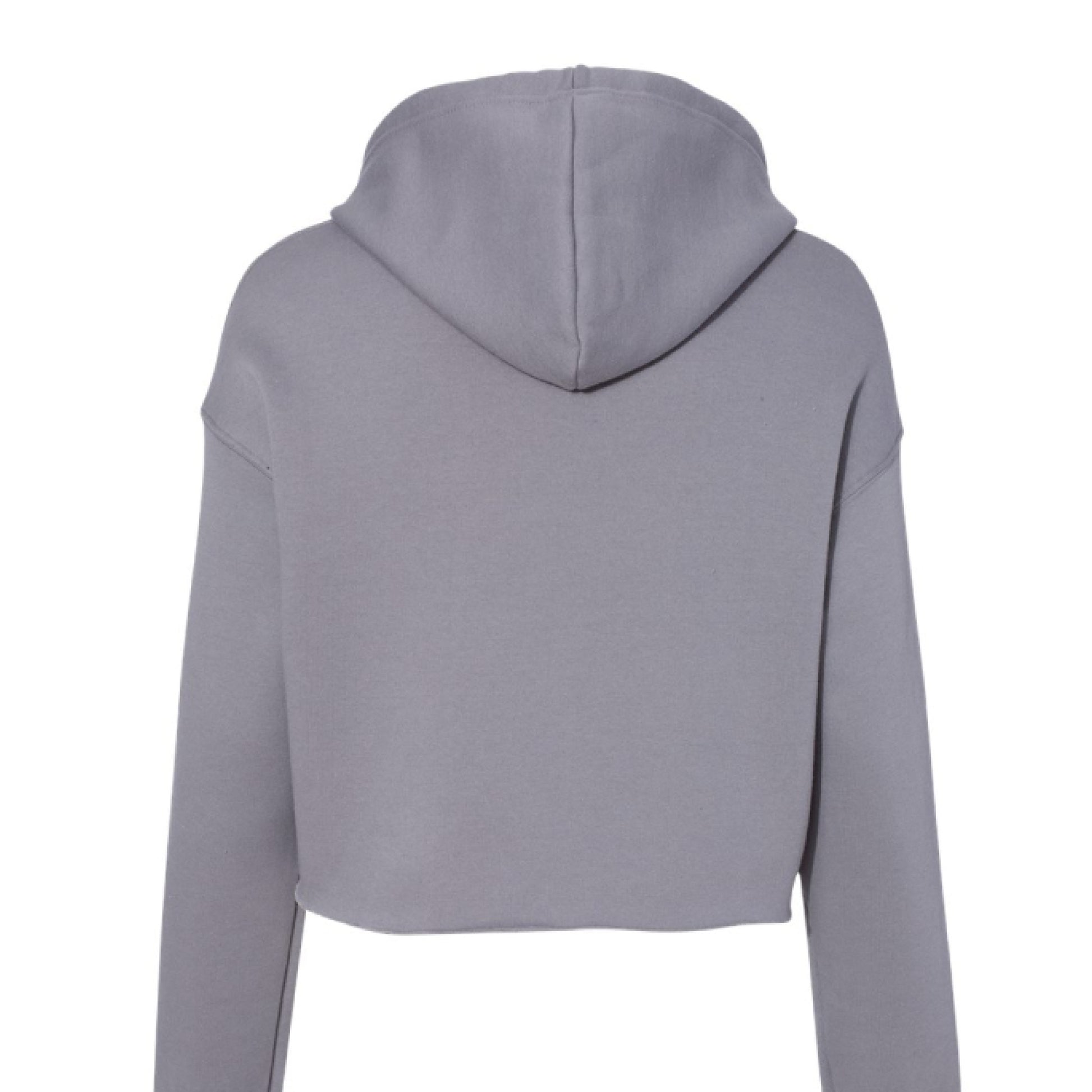 Cropped fleece hoodie with raw hem and dropped shoulder in soft cotton-poly blend