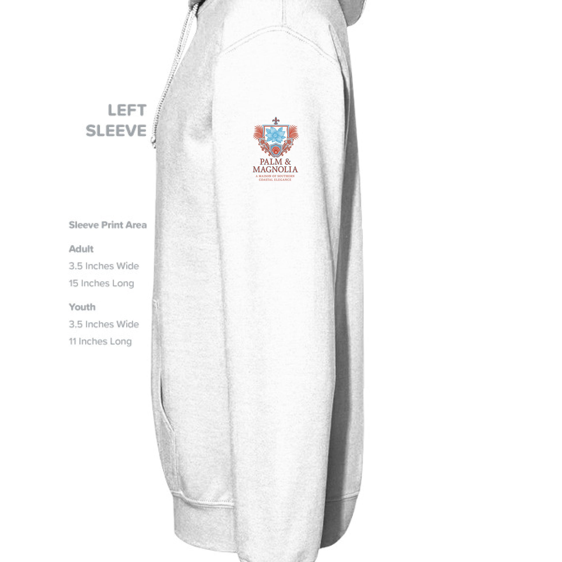 Cropped fleece hoodie in light color with raw hem and dyed-to-match drawcord.