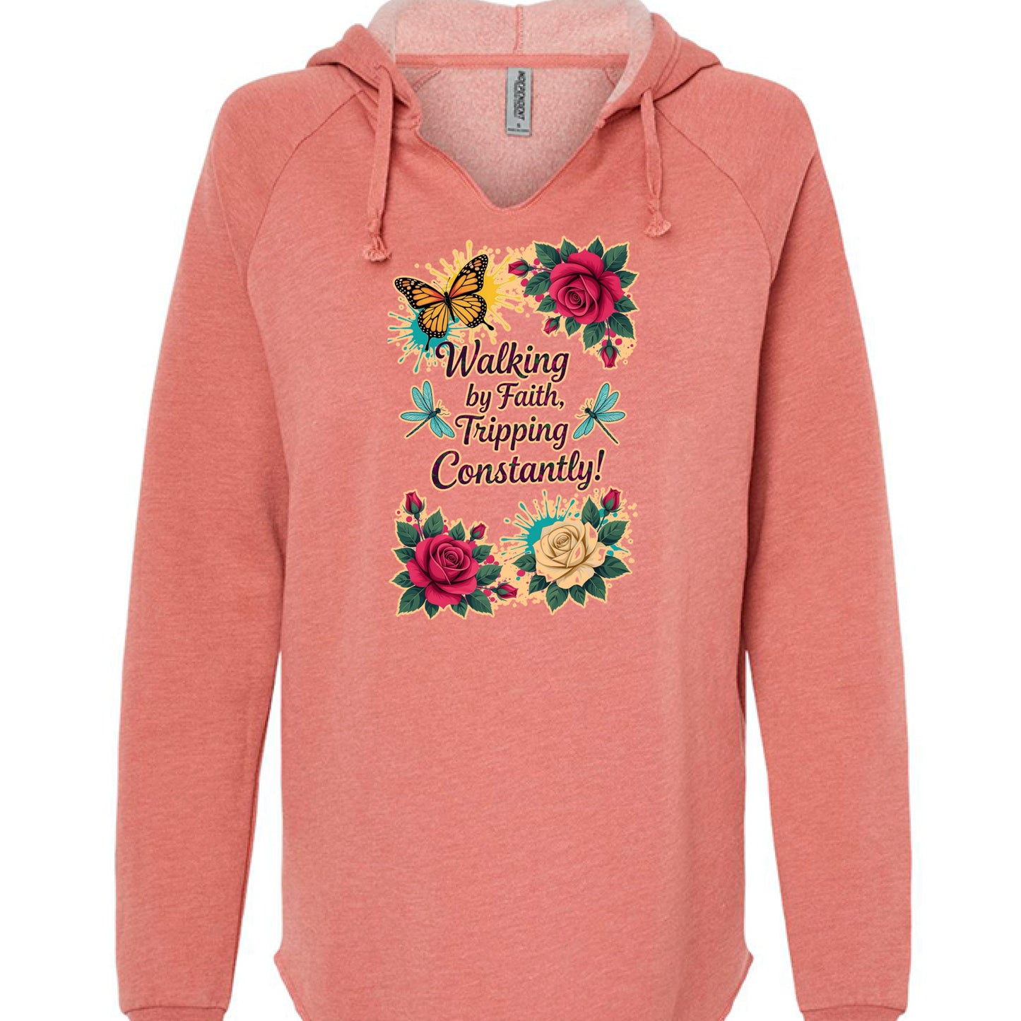 Lightweight hooded sweatshirt in wave wash with raglan sleeves and classic fit