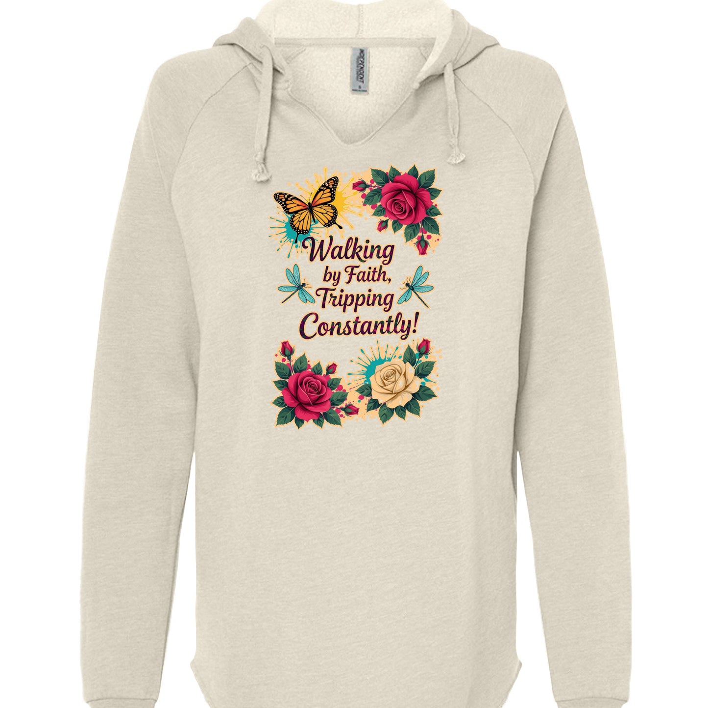 Lightweight hooded sweatshirt in wave wash with raglan sleeves and classic fit.