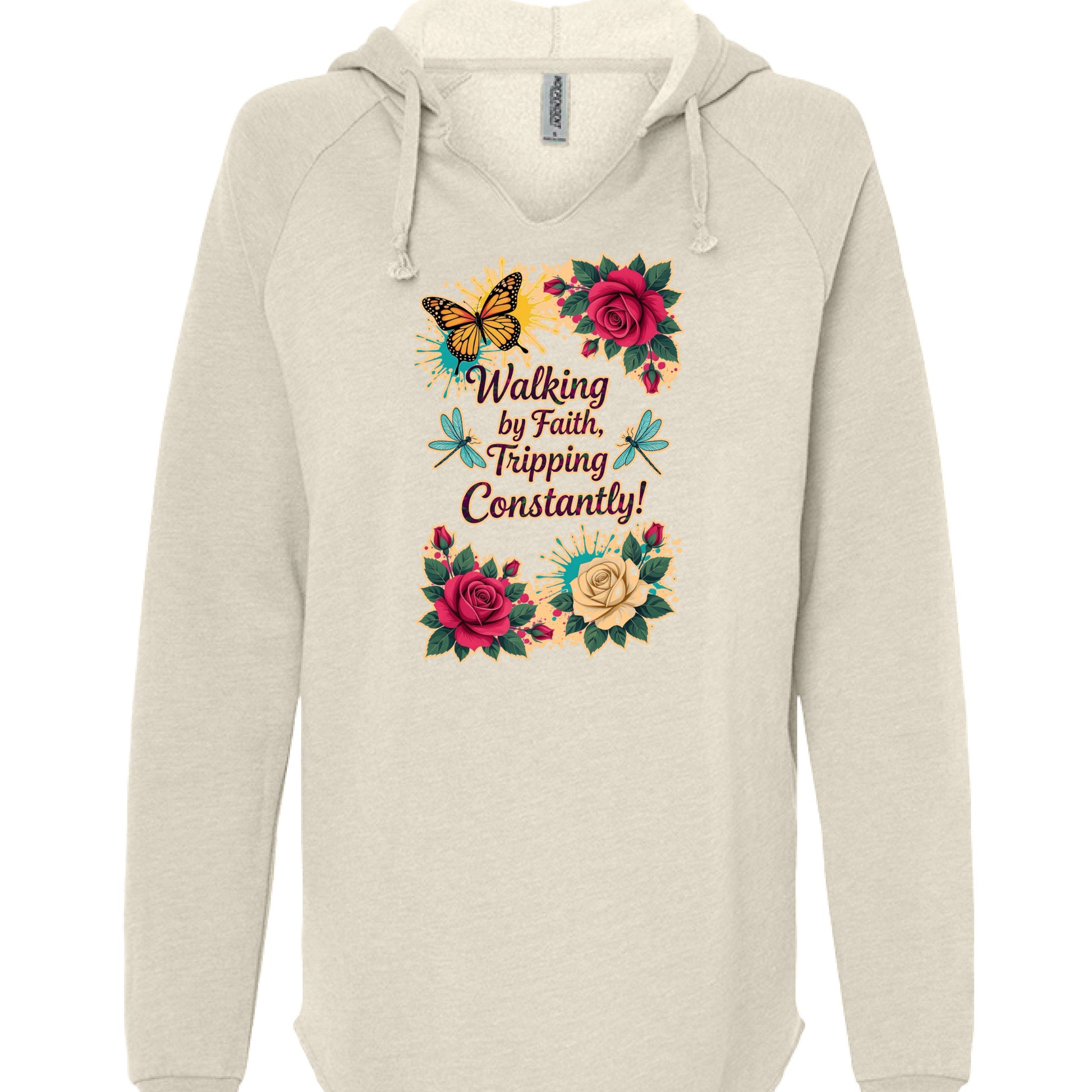 Lightweight hooded sweatshirt in wave wash with raglan sleeves and classic fit.