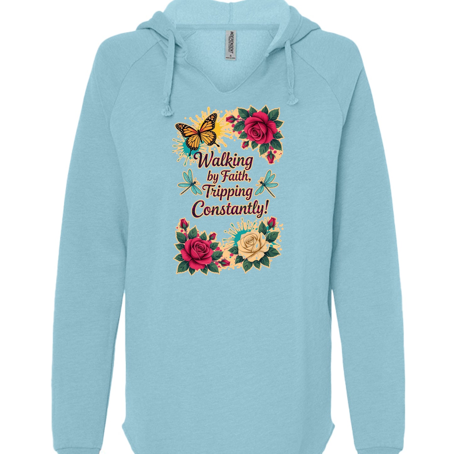 Lightweight hooded sweatshirt in wave wash with raglan sleeves and classic fit