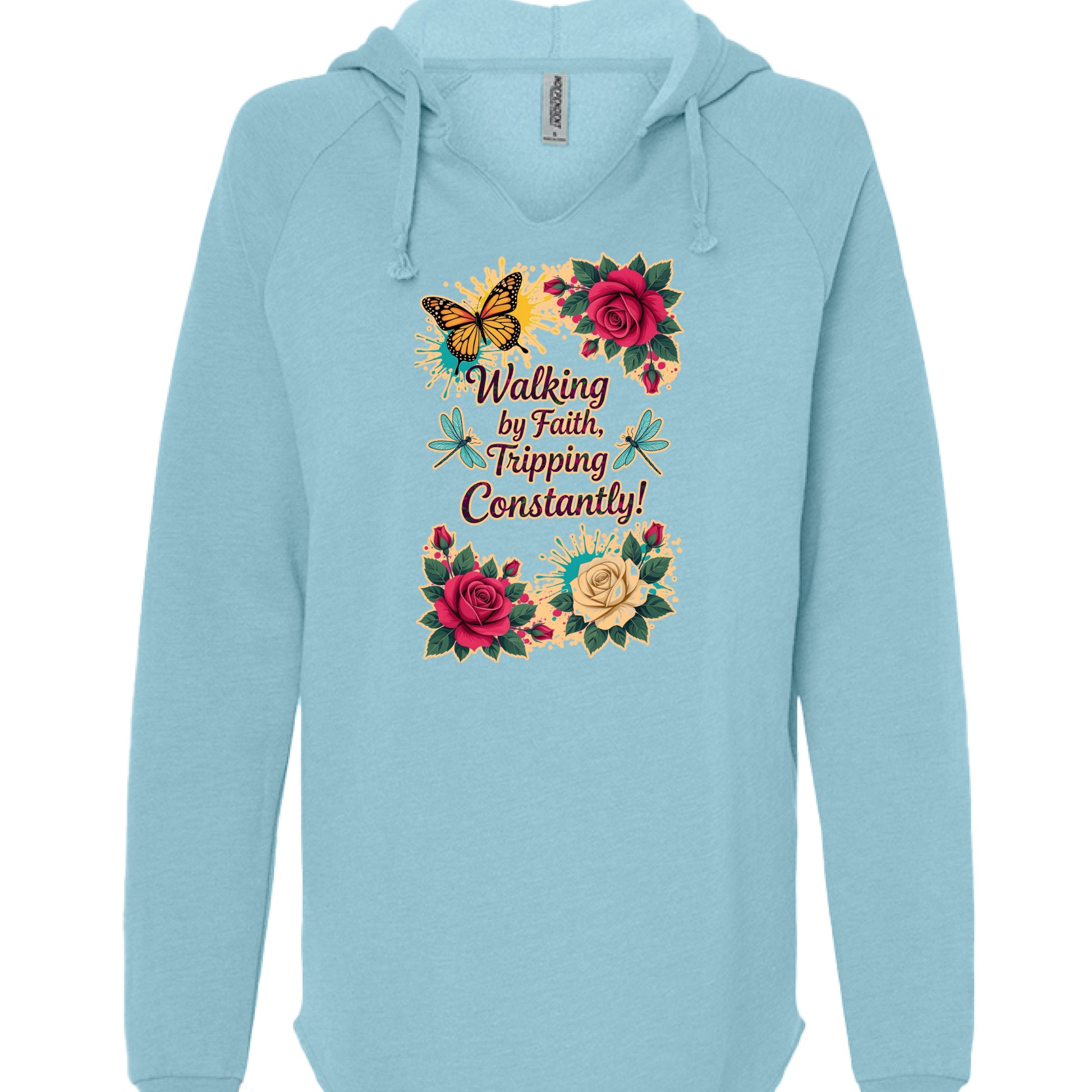 Lightweight hooded sweatshirt in wave wash with raglan sleeves and classic fit