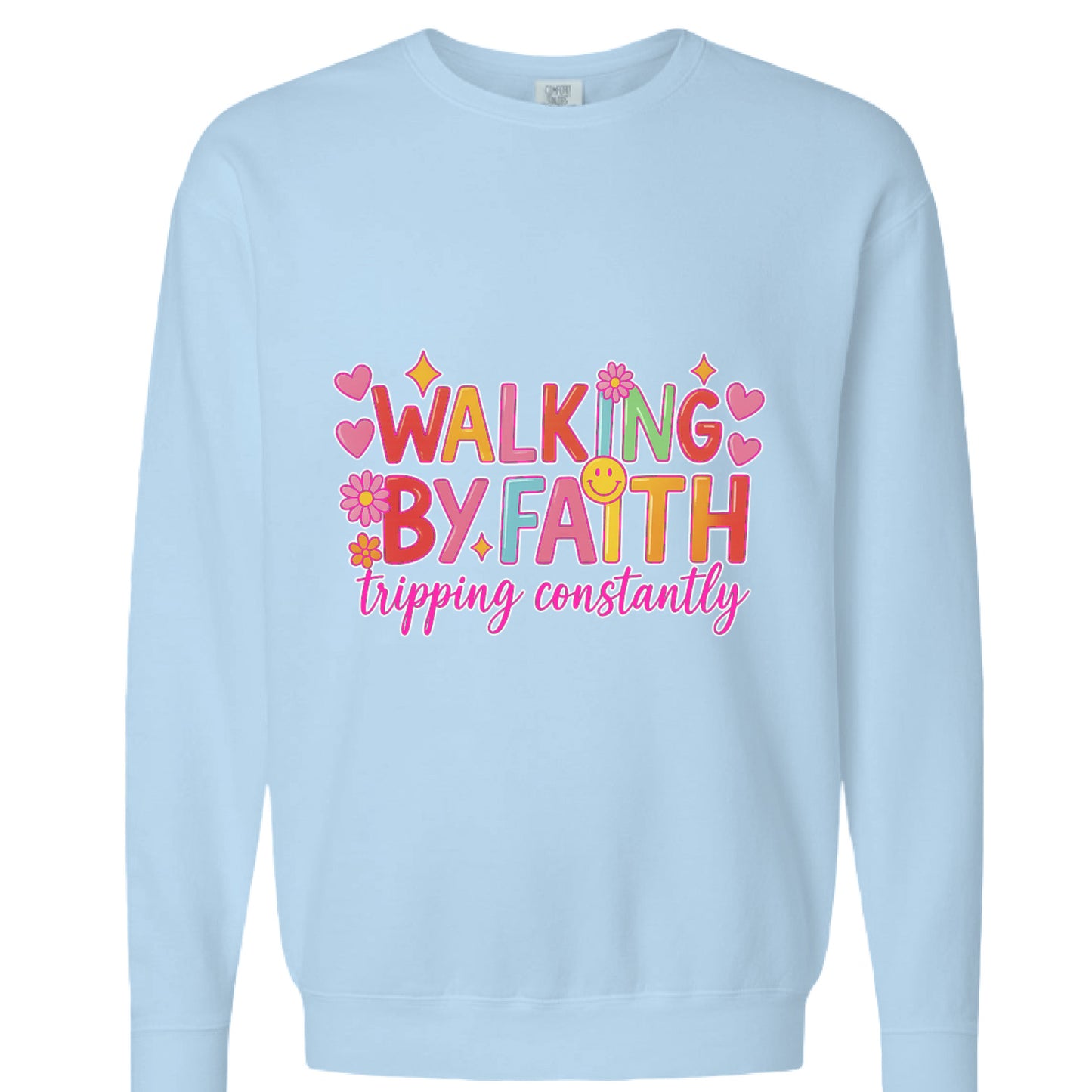 Unisex lightweight cotton crewneck sweatshirt in soft pigment-dyed fabric with ribbed cuffs and waistband