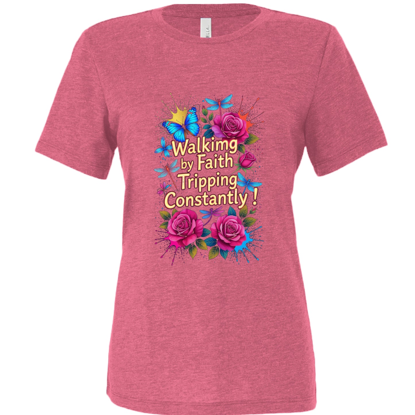 Women’s relaxed triblend t-shirt in soft fabric with a crewneck and flattering silhouette.