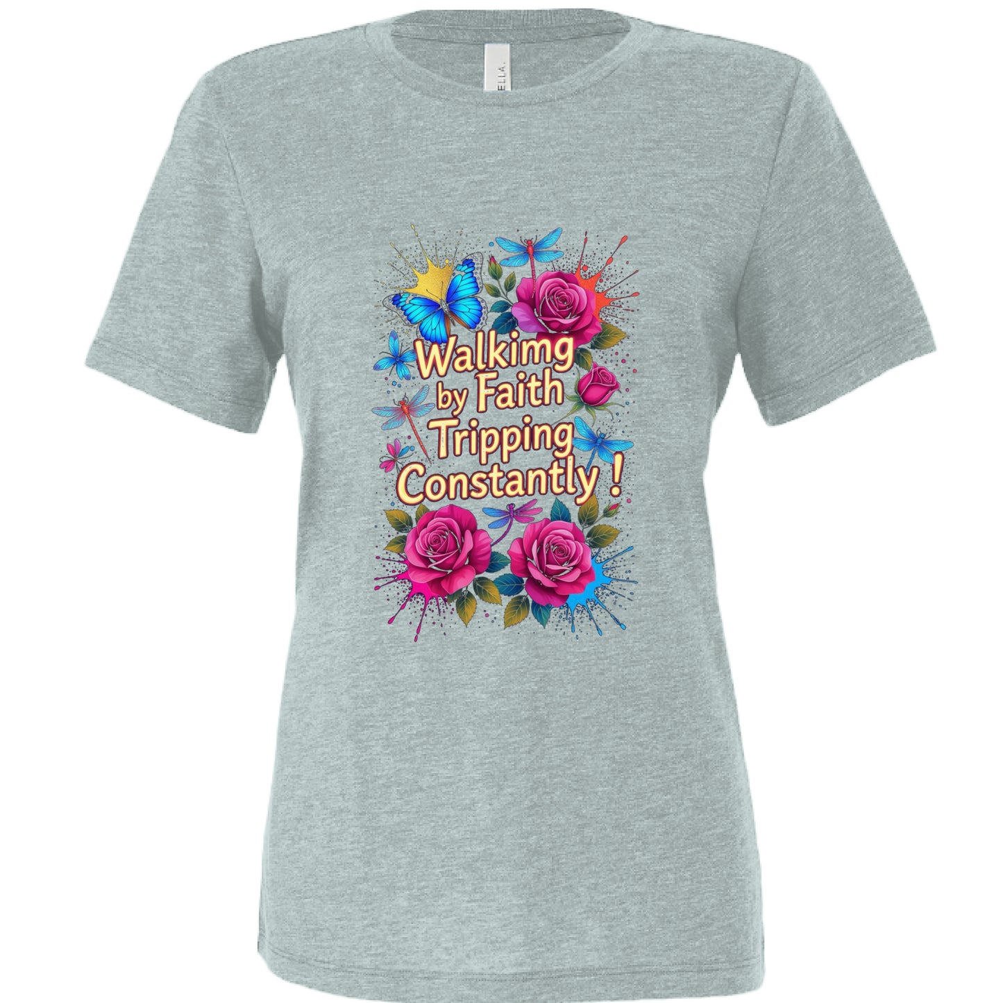 Bella + Canvas women's relaxed fit triblend t-shirt with crewneck in soft fabric
