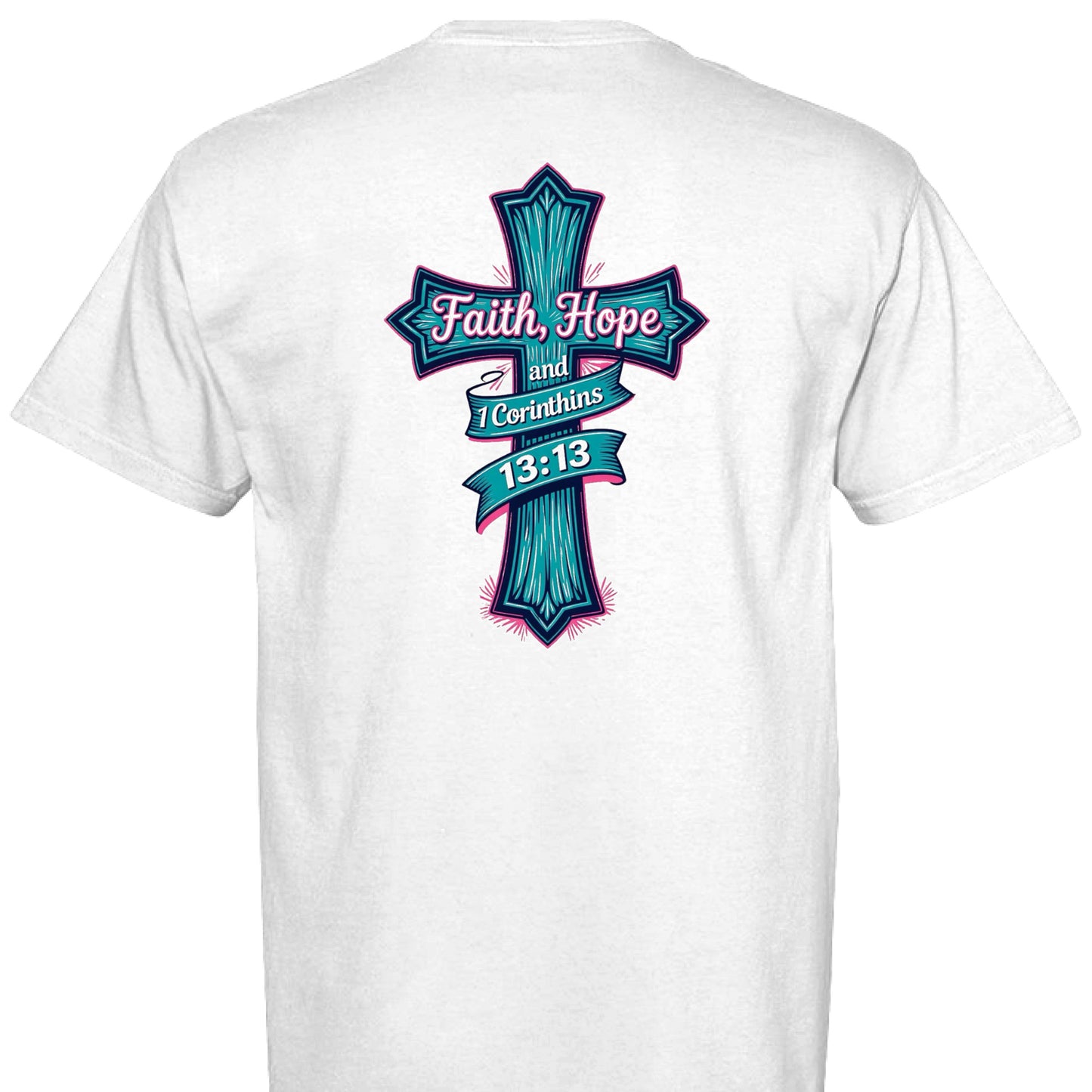 Comfort Colors adult T-shirt in soft cotton with Faith Hope and Love design by Palm and Magnolia