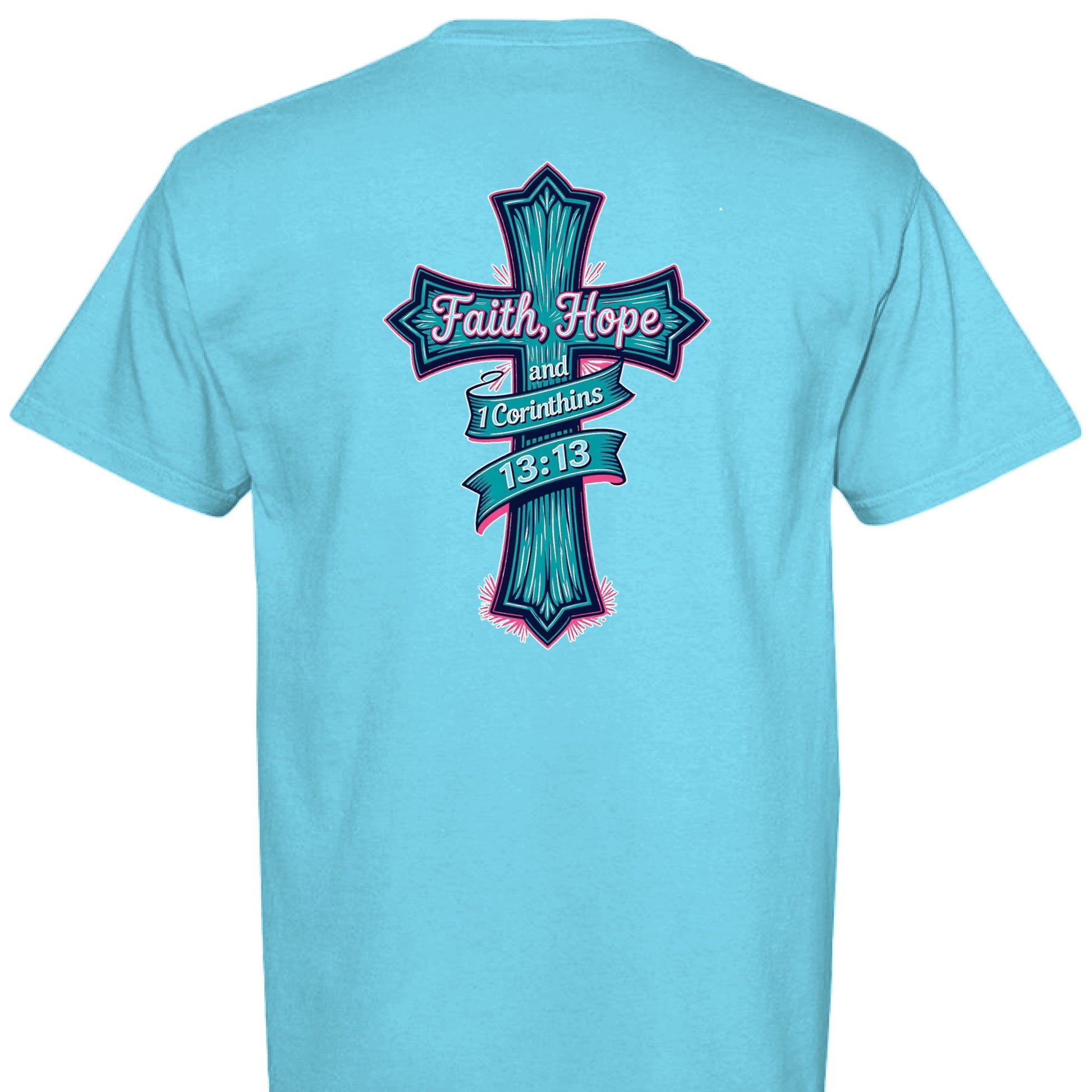Comfort Colors adult T-shirt in muted color with Faith Hope and Love text by Palm and Magnolia