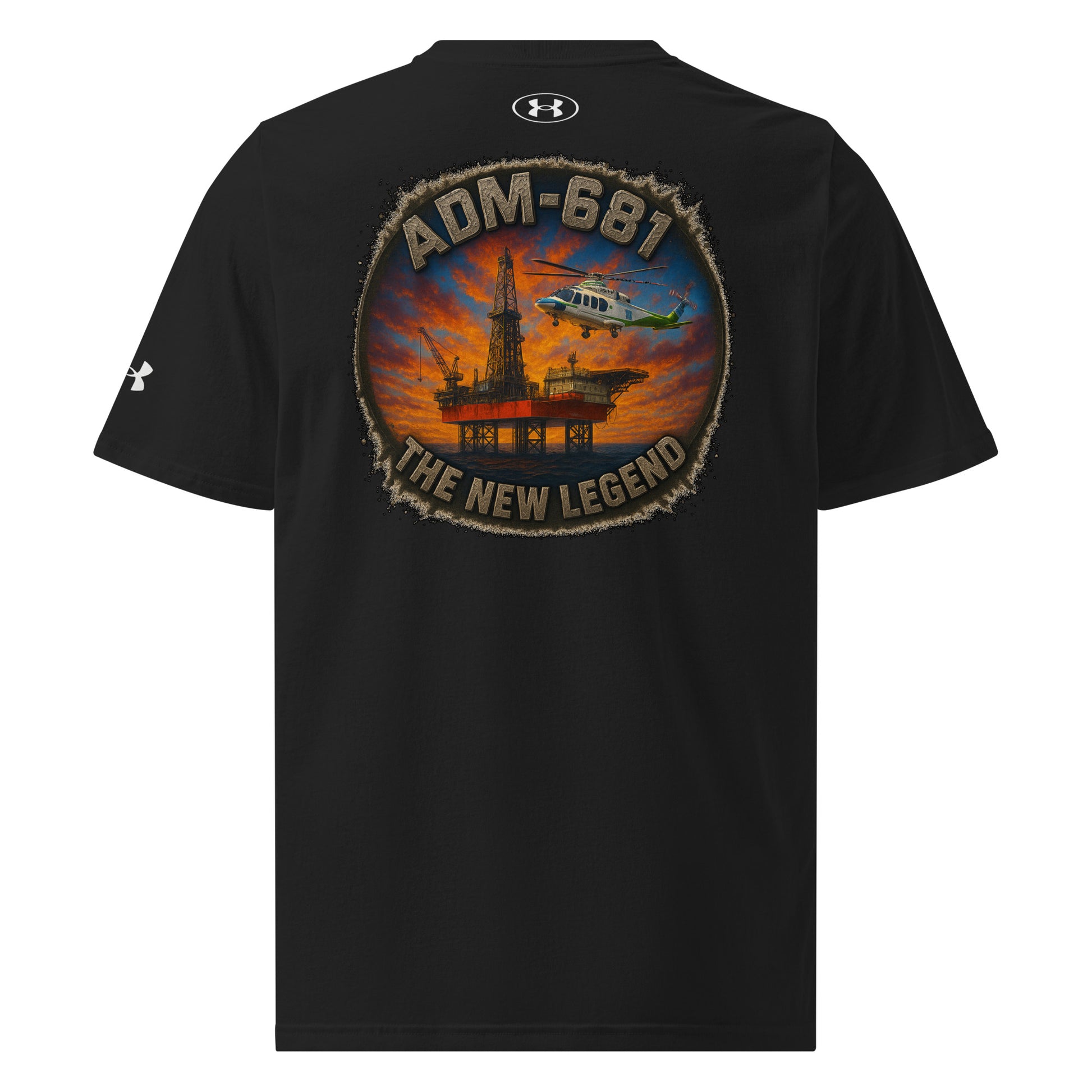 Under Armour athletic t-shirt in gray with relaxed fit and quick-drying fabric visible.