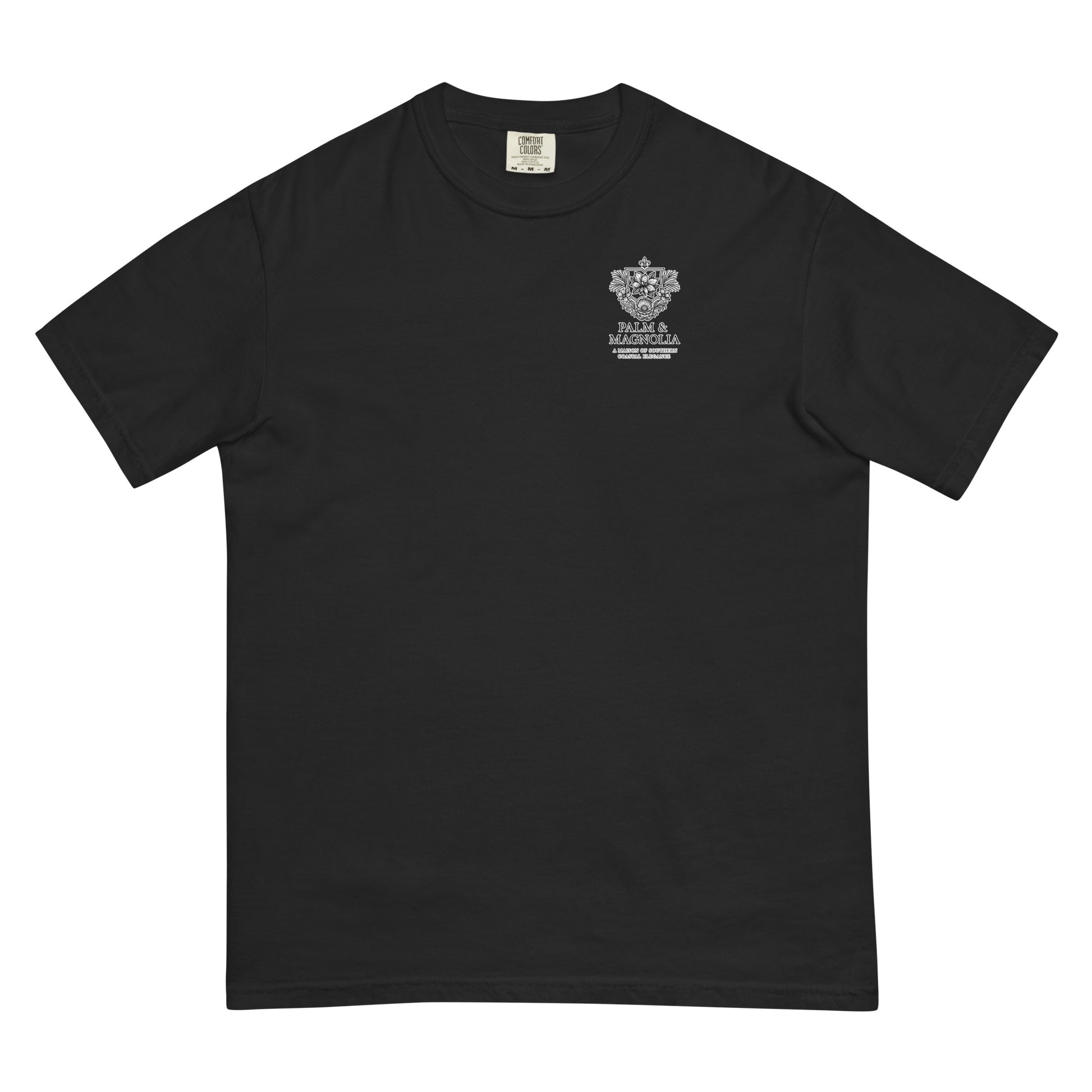 Black Comfort Colors T-shirt with watercolor design of Christ holding a girl and offering blueberries.