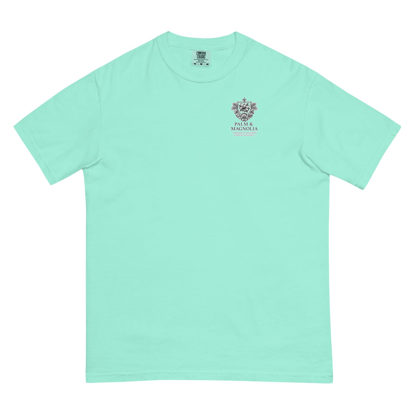 Light blue Comfort Colors T-shirt with a watercolor design of Christ holding a girl and blueberries on the chest.