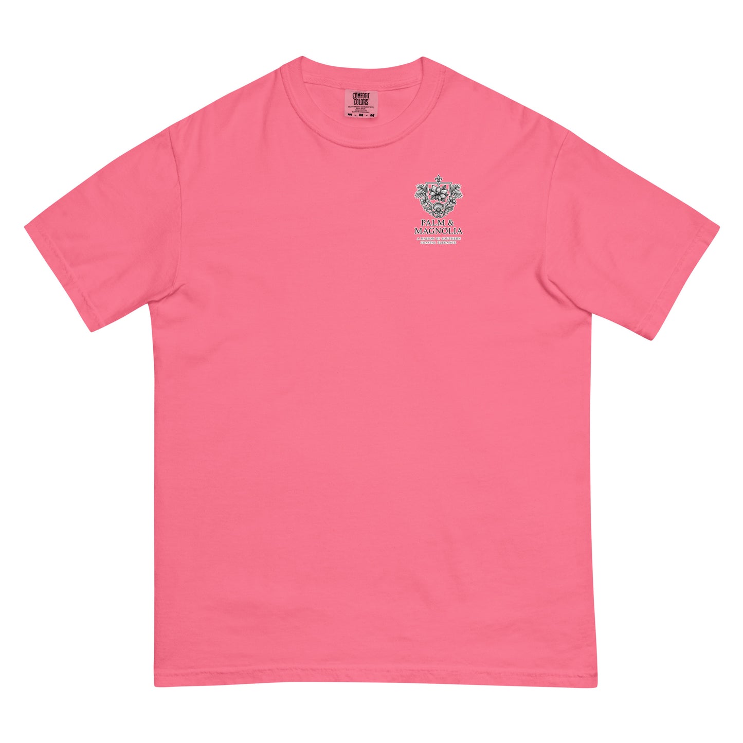 Pink Comfort Colors T-shirt with watercolor blueberry basket design.
