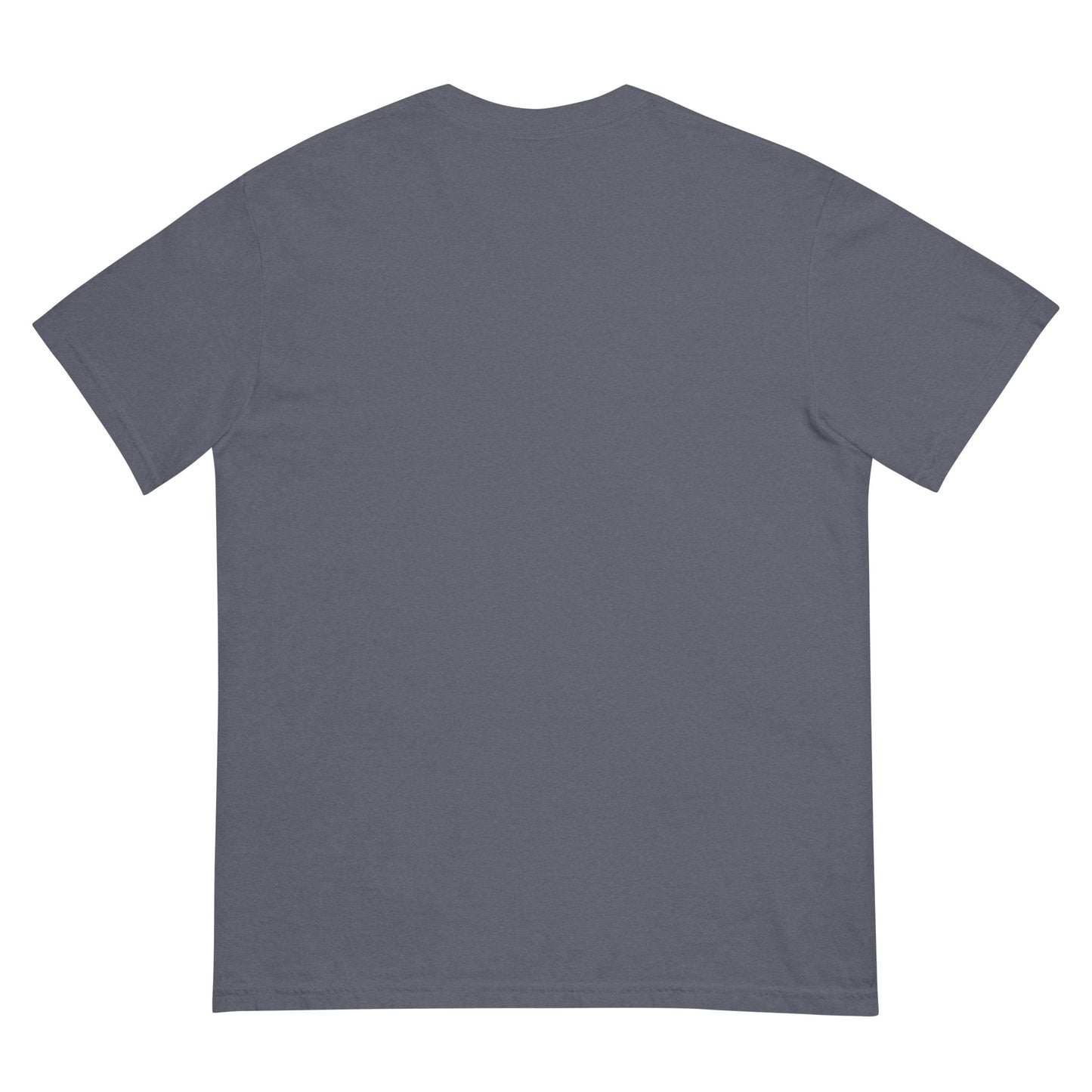 Back view of a gray heavyweight unisex t-shirt with relaxed fit.