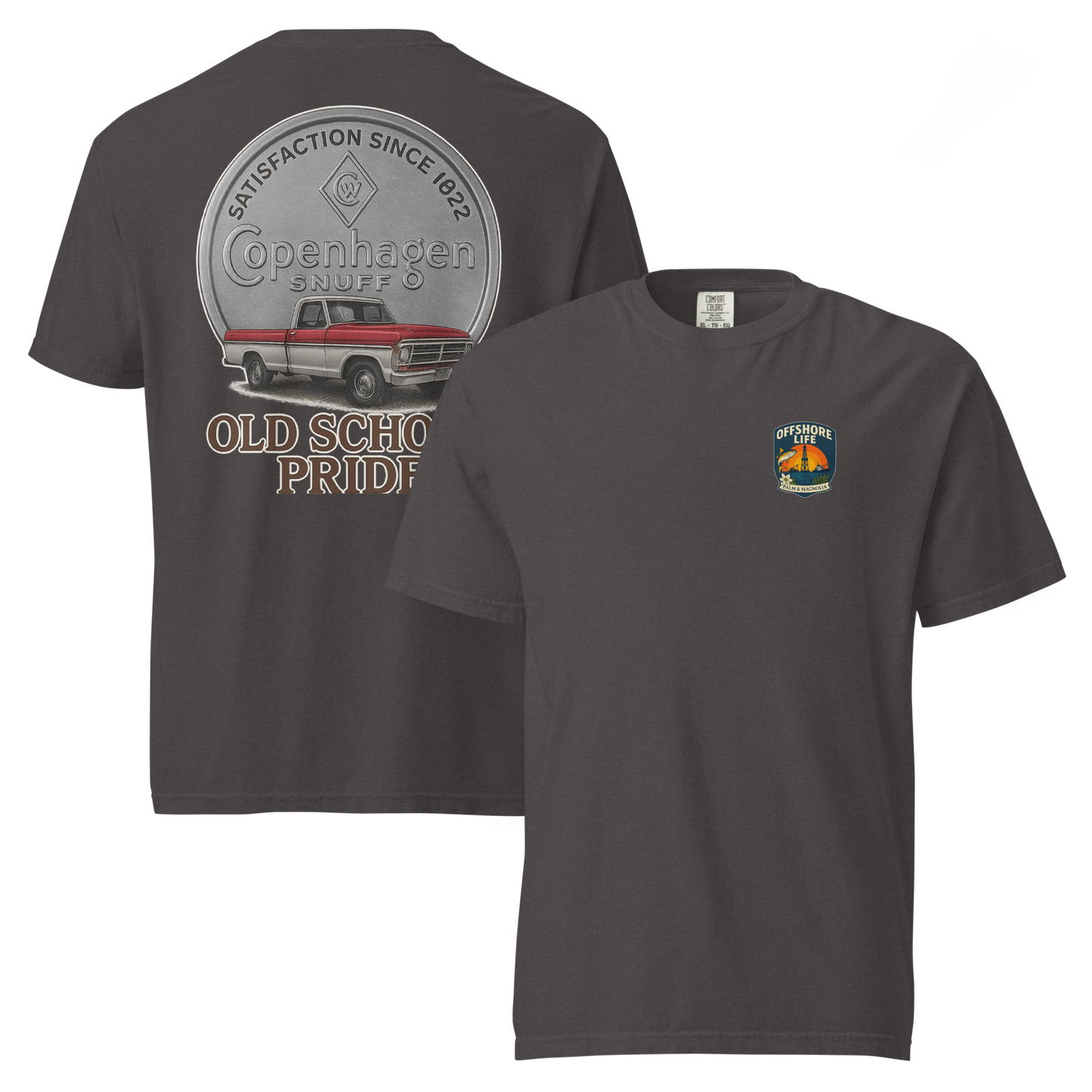 Heavyweight garment-dyed cotton t-shirt in relaxed fit with double-needle stitching details.