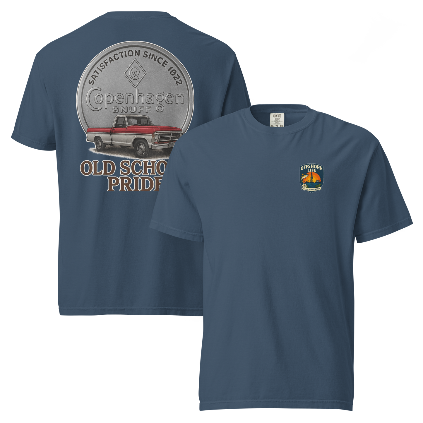 Heavyweight cotton t-shirt with relaxed fit, garment-dyed in a solid color.
